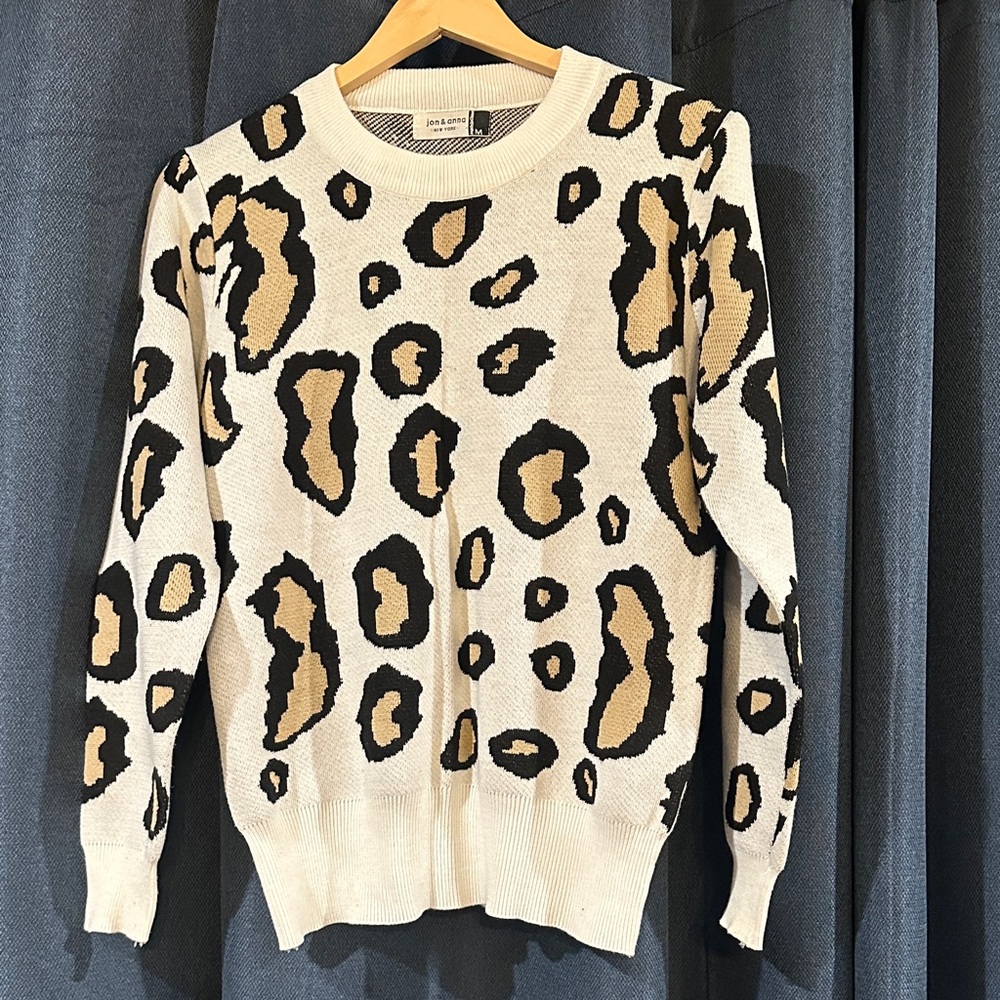 Jon & Anna Cream and Black Animal Print Sweater